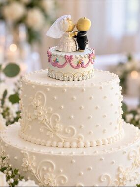 CLOSE TO HEART COLLECTIONS Music Box Cake Topper Bride and Groom Piggies